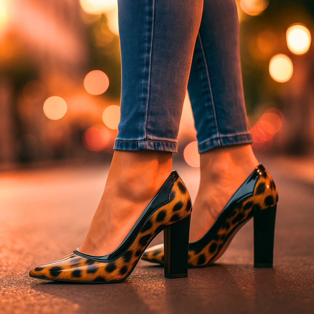 Venna Signature Leopard Block Heel