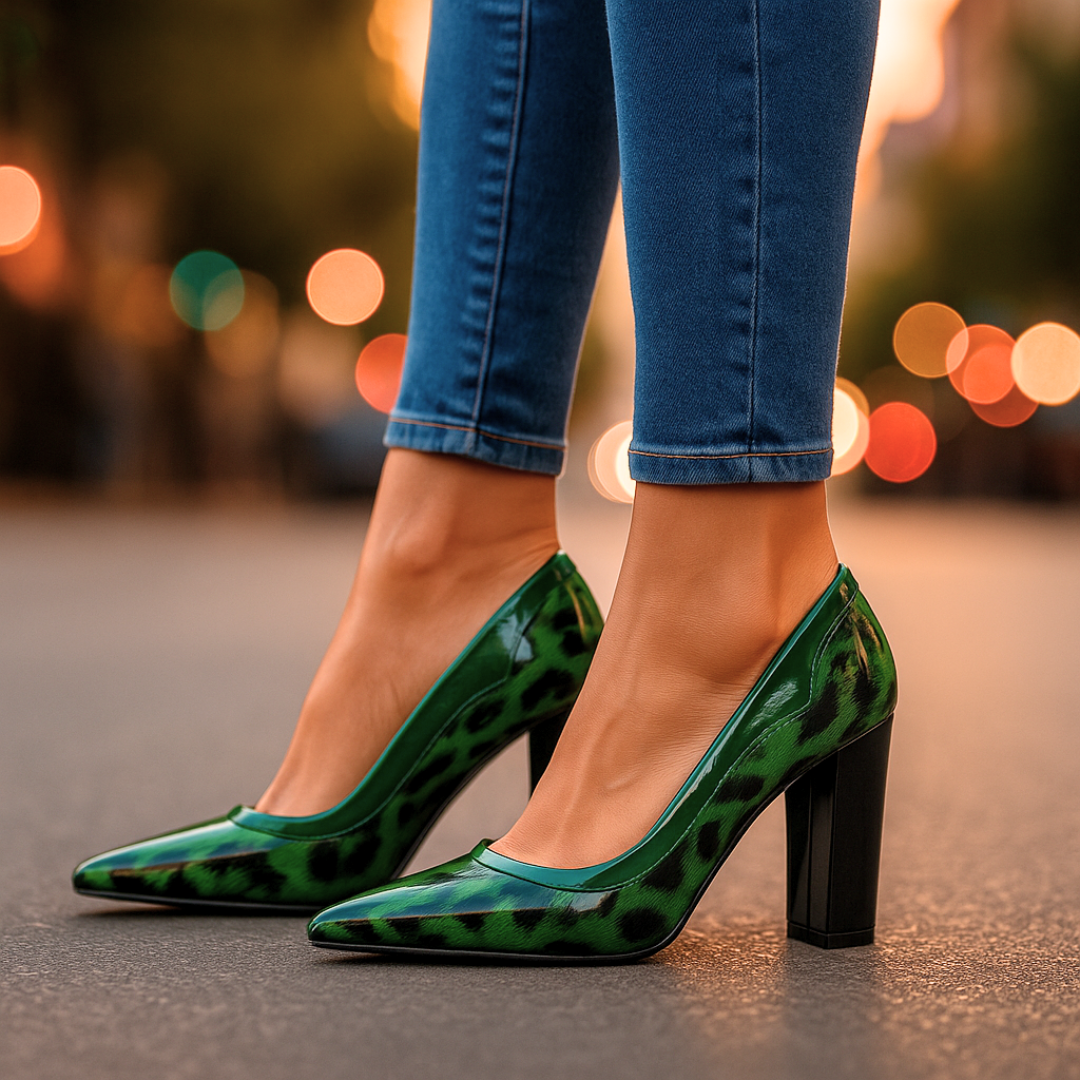 Venna Signature Leopard Block Heel