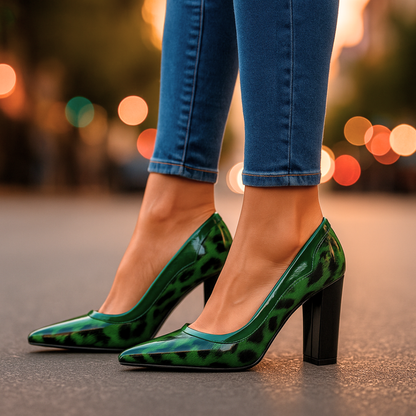 Venna Signature Leopard Block Heel