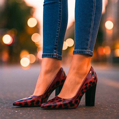 Venna Signature Leopard Block Heel