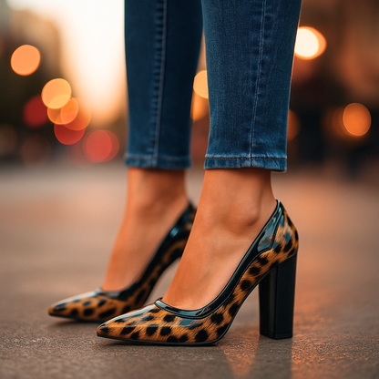 Venna Signature Leopard Block Heel