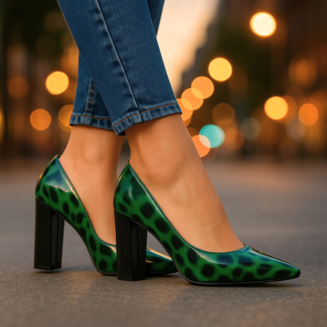 Venna Signature Leopard Block Heel
