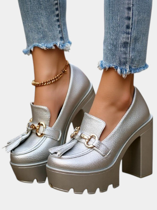 Venna Lindy Tassel Block Heel