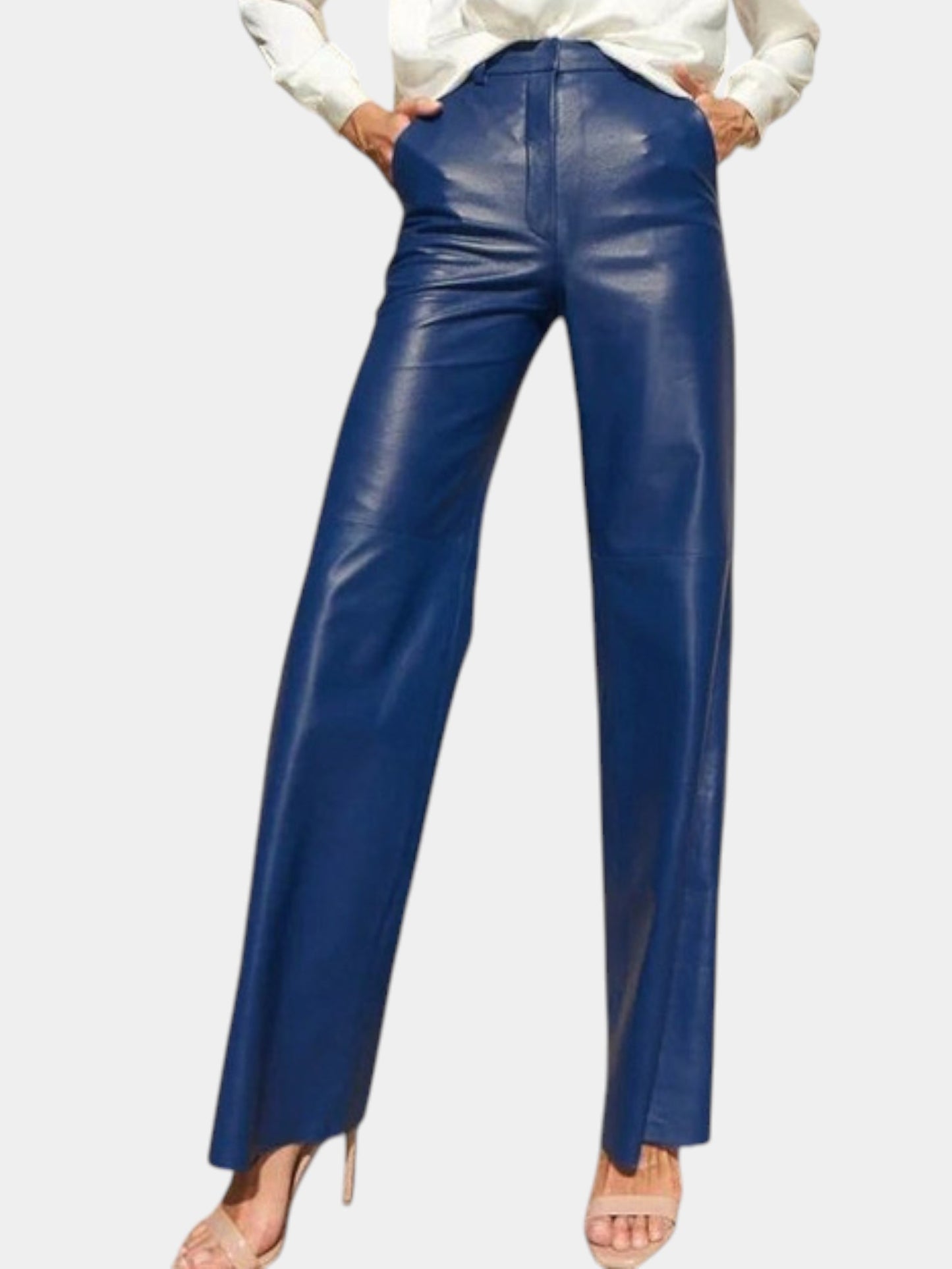 Venna High Gloss PU Straight Trousers