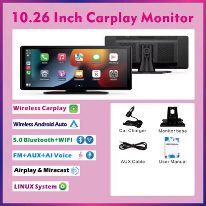 Portable Wireless CarPlay & Android Auto Screen