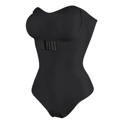 Damen Sexy Bodysuit mit abnehmbaren Trägern S-4XL, gepolstertem BH, Vorderverschluss, Hipster, Bauchkontrolle, Shapewear String