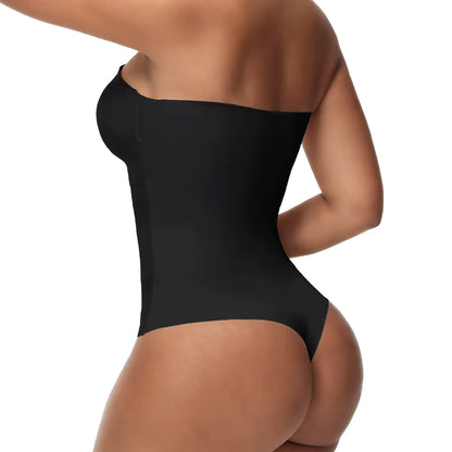 Damen Sexy Bodysuit mit abnehmbaren Trägern S-4XL, gepolstertem BH, Vorderverschluss, Hipster, Bauchkontrolle, Shapewear String