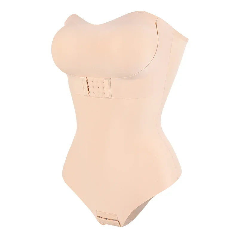 Damen Sexy Bodysuit mit abnehmbaren Trägern S-4XL, gepolstertem BH, Vorderverschluss, Hipster, Bauchkontrolle, Shapewear String