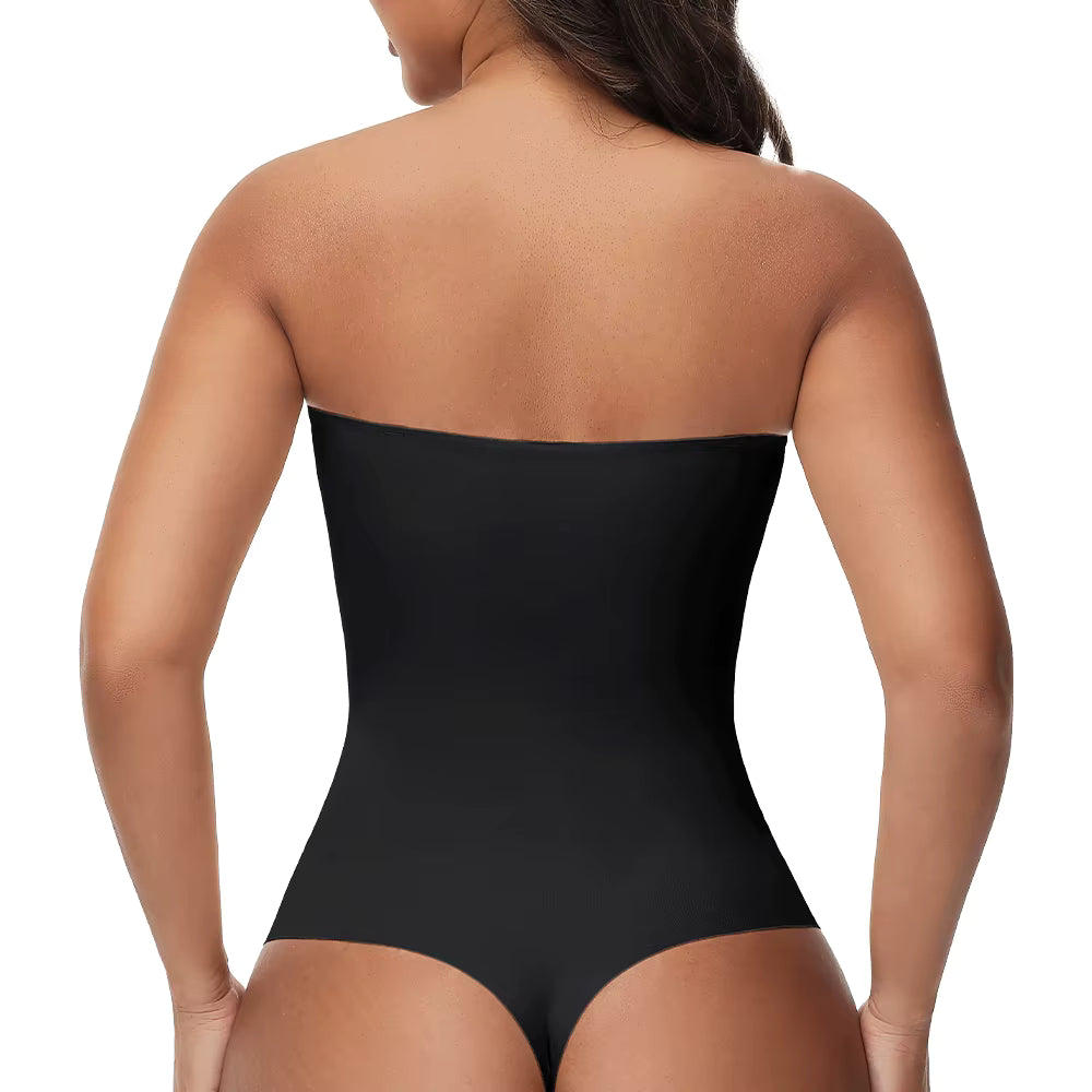 Damen Sexy Bodysuit mit abnehmbaren Trägern S-4XL, gepolstertem BH, Vorderverschluss, Hipster, Bauchkontrolle, Shapewear String