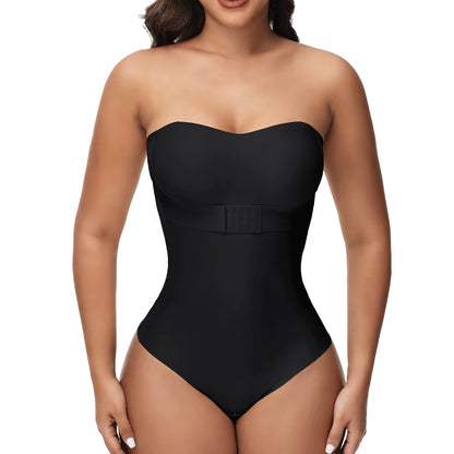 Damen Sexy Bodysuit mit abnehmbaren Trägern S-4XL, gepolstertem BH, Vorderverschluss, Hipster, Bauchkontrolle, Shapewear String