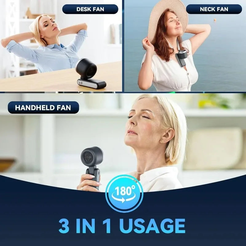 Travel Mini Fan with Rechargeable Lithium Battery USB Charging Handheld Neck Fan Ventilateur De Cou Ventilador De Cuello