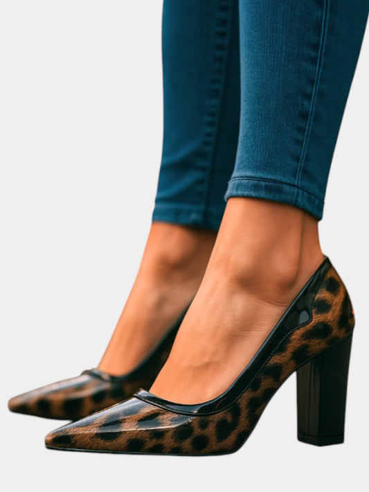 Venna Signature Leopard Block Heel