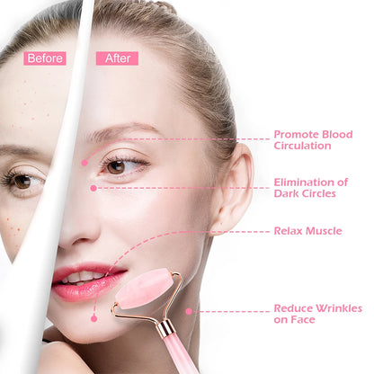 Rose Quartz Roller + Gua Sha