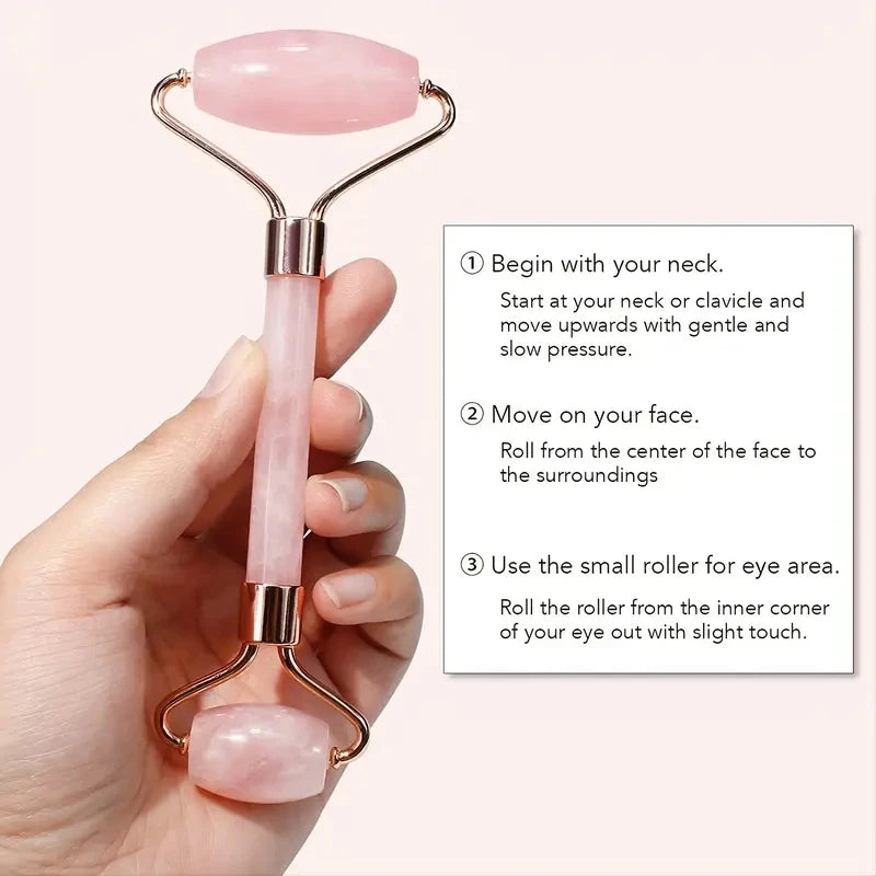 Rose Quartz Roller + Gua Sha