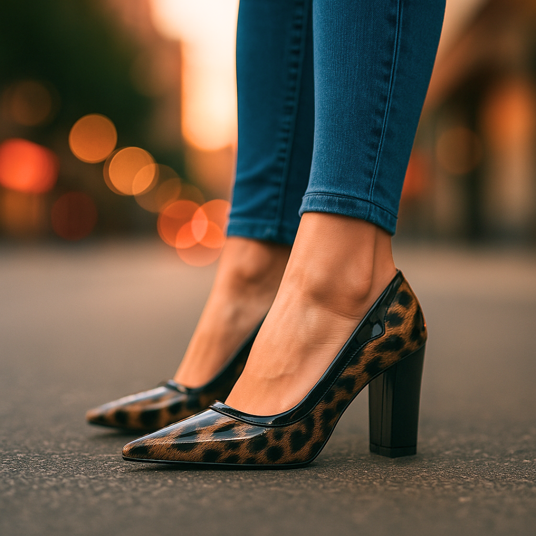Venna Signature Leopard Block Heel