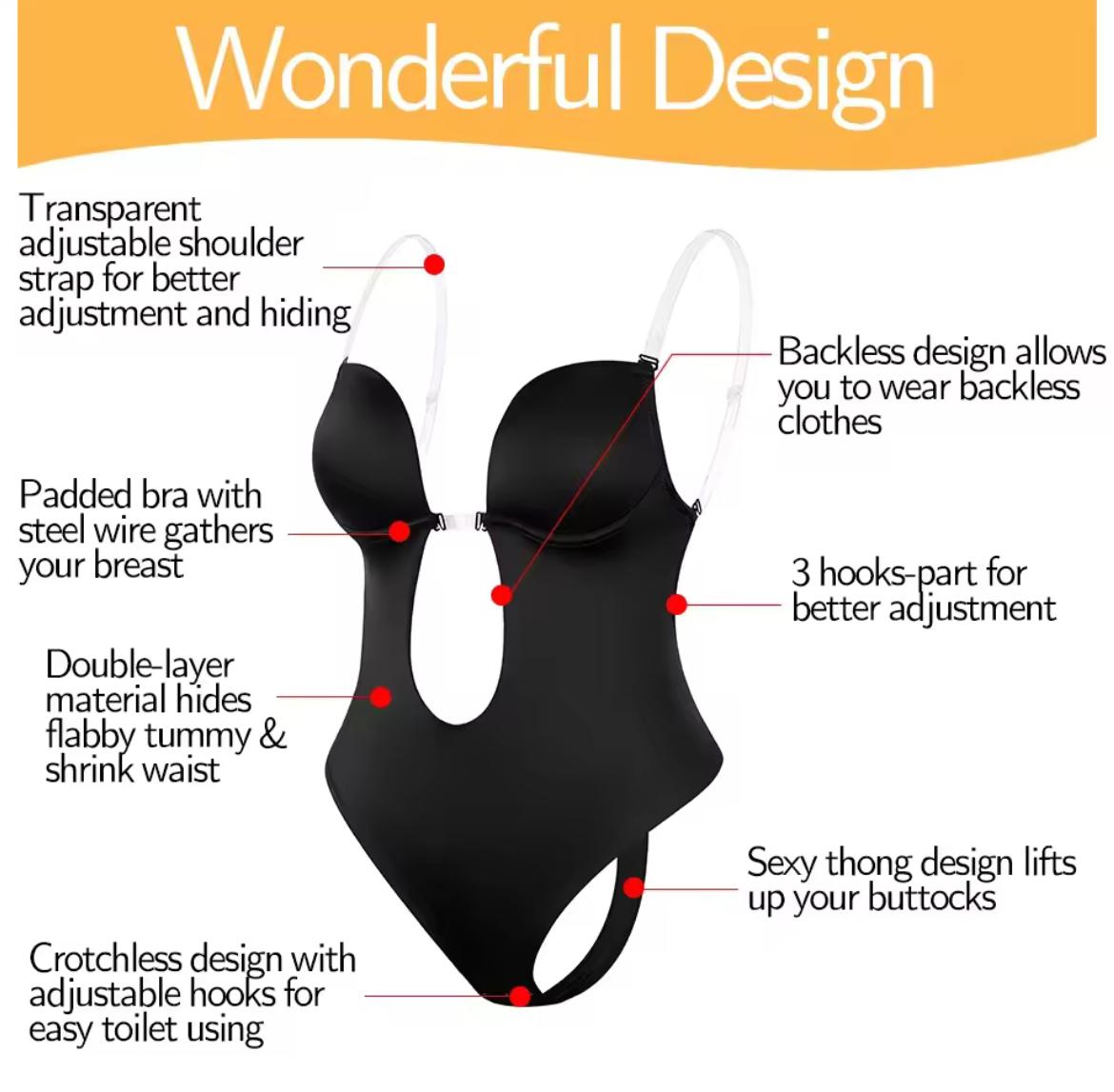 Strapless U Plunge Thong Bodysuit